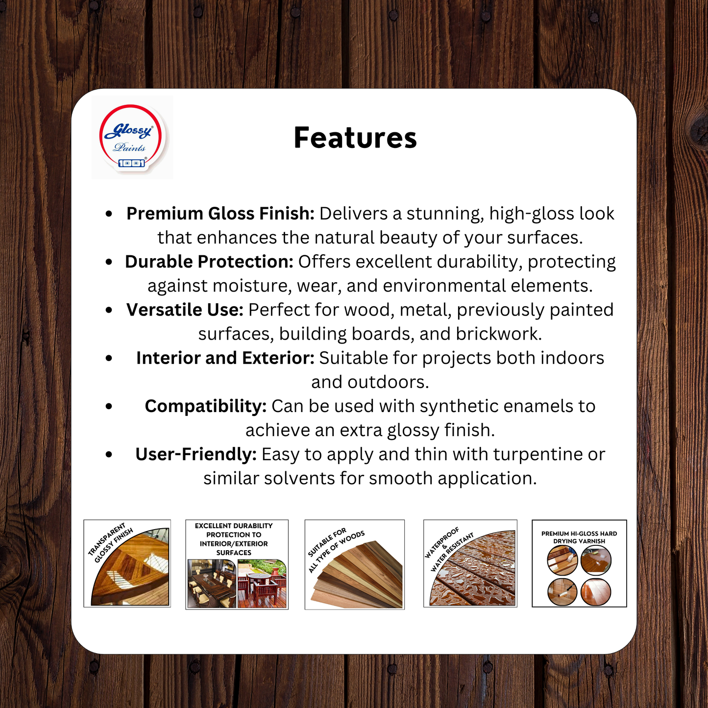 1001 Waterproof Synthetic Clear Varnish - Super Gloss