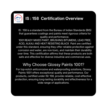 1001 Ready Mixed Paint, RMP Brushing Bituminous, Black, Lead Free, Acid Alkali and Heat Resisting  ST - IS 158