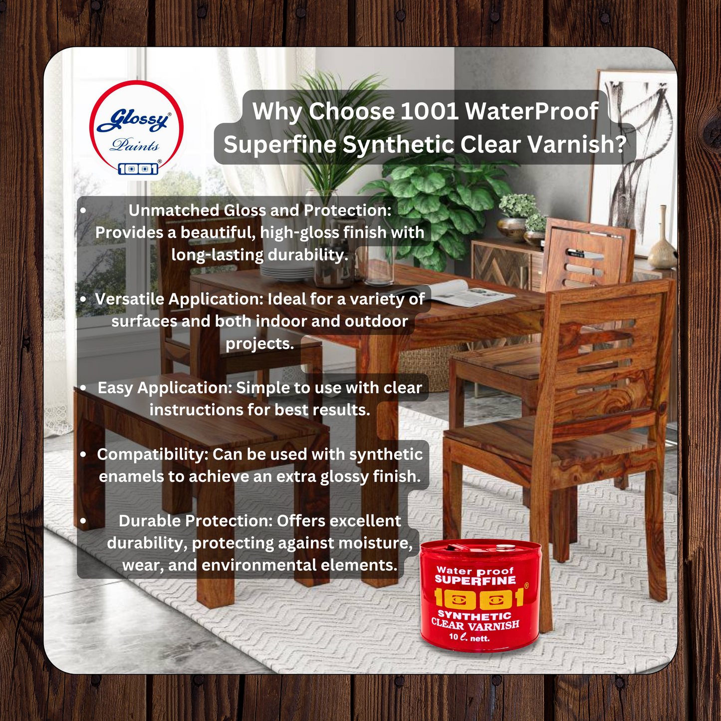 1001 Waterproof Synthetic Clear Varnish - Super Gloss