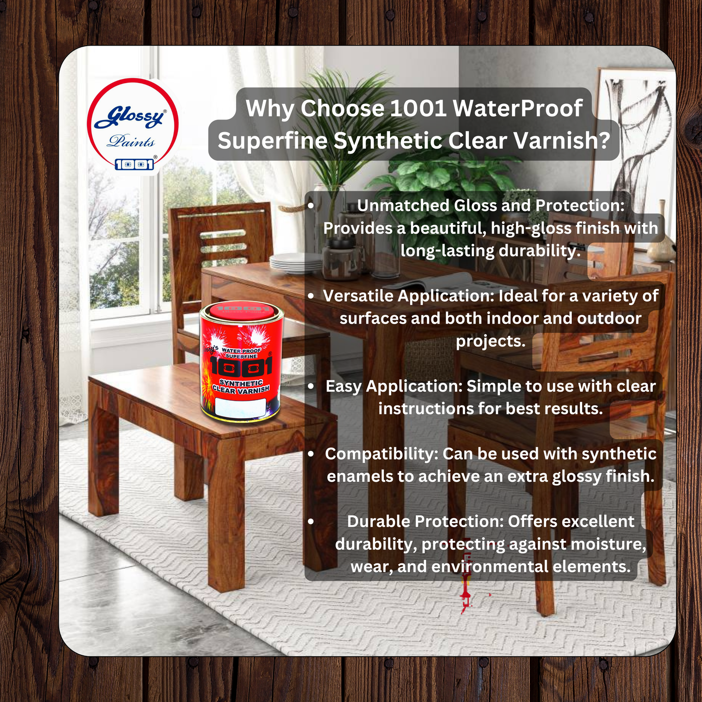 1001 Waterproof Synthetic Clear Varnish - Super Gloss