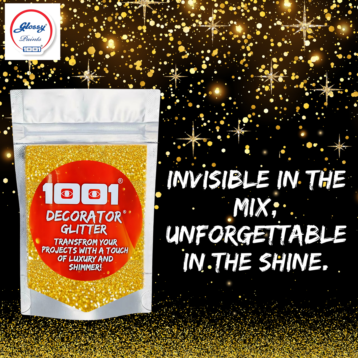 Glossy Decorater Glitter for Epoxy Grout, Art Epoxy, Speaker Paint Golden