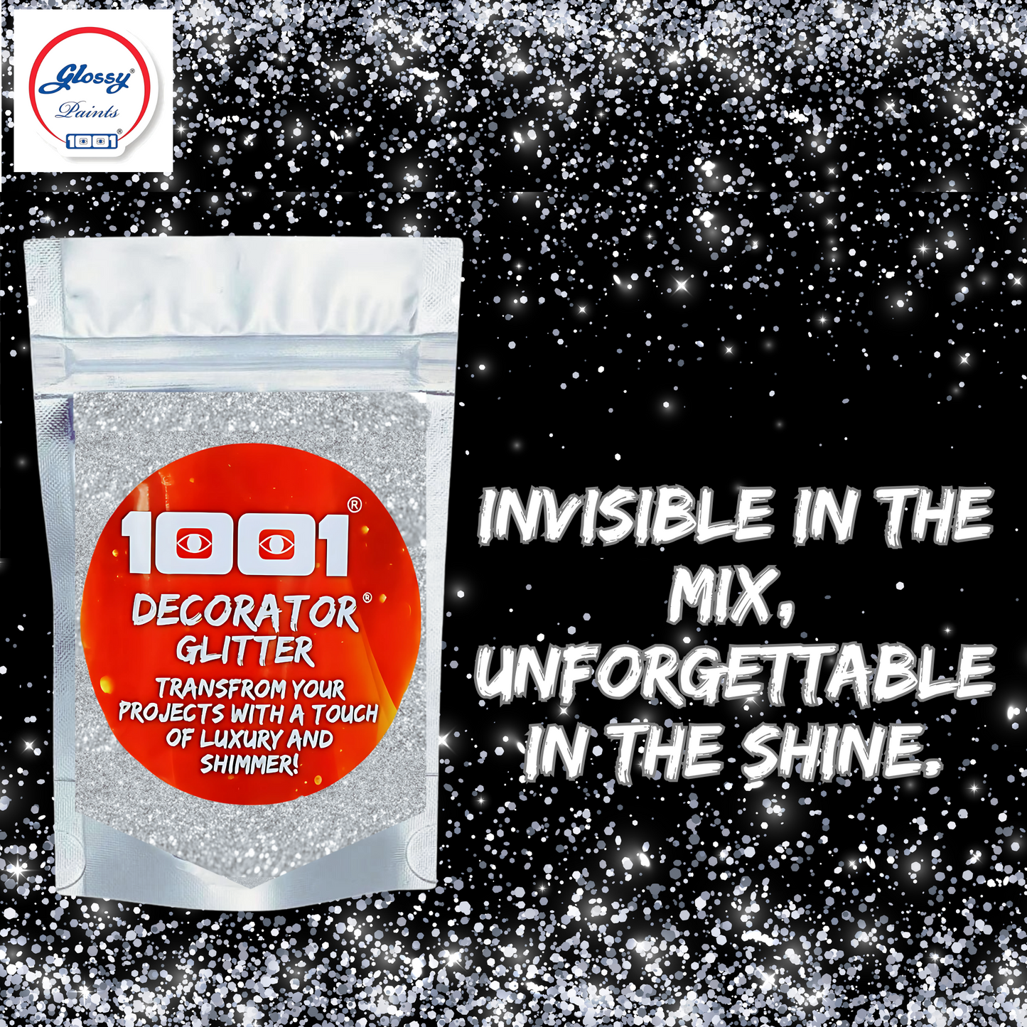 Glossy Decorator Glitter for Epoxy Grout, Art Epoxy, Speaker Paint | Silver