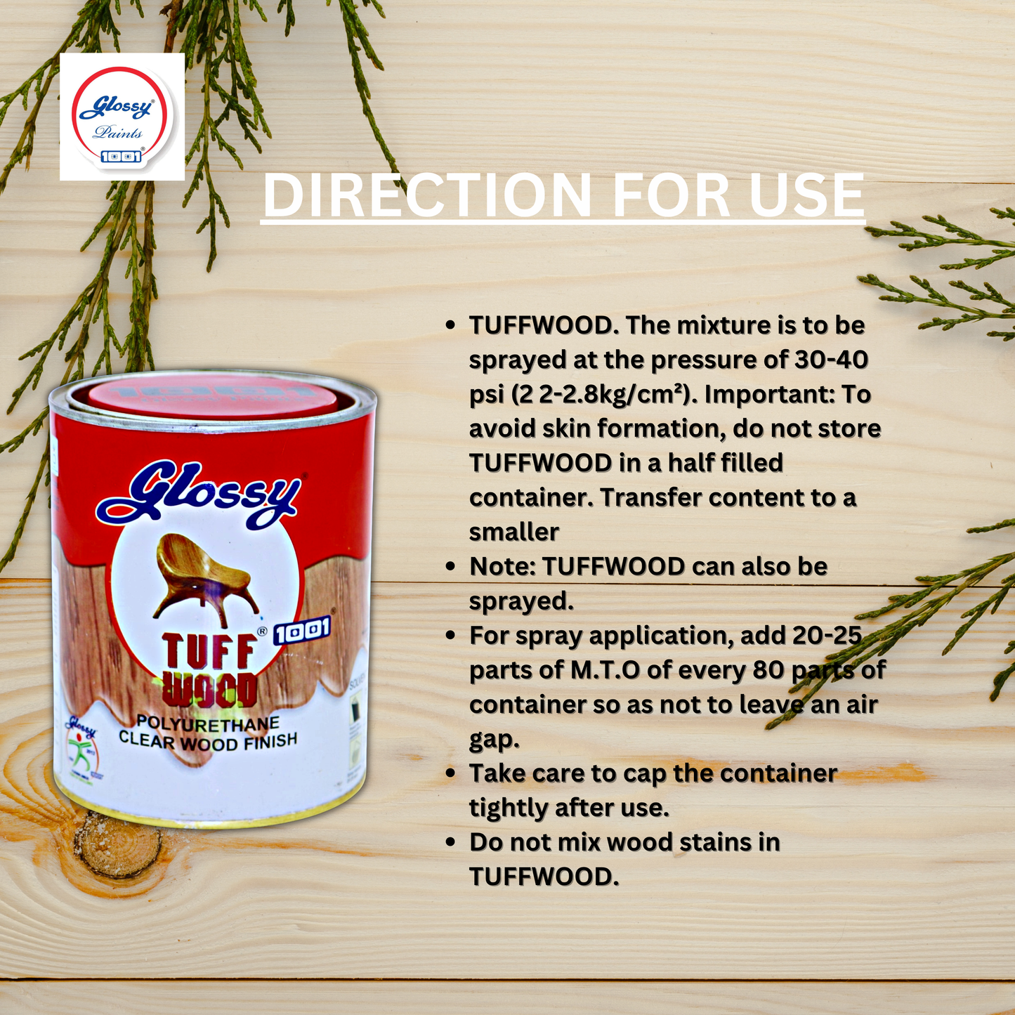 1001 Tuff Wood 1K Polyurethane Clear Wood Finish - Gloss